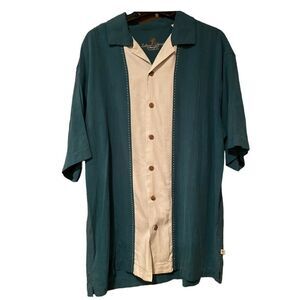 Island Shores Men’s Silk Shirt Size Medium Short Sleeve Washable Silk